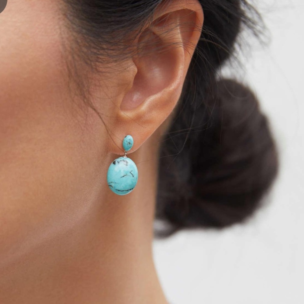 ISO mejuri turquoise stone drop earrings